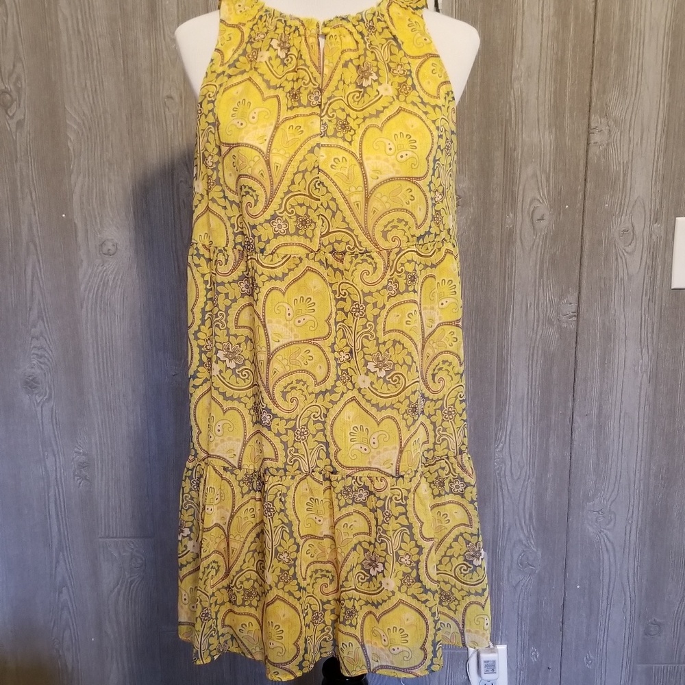 LOFT Ruffle Button Neck Swing Dress